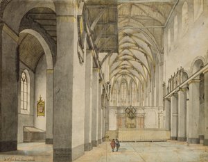 Vista interior, hacia el este, de Johanneskirche, Utrecht, 15 de septiembre de 1636 de Pieter Janszoon Saenredam